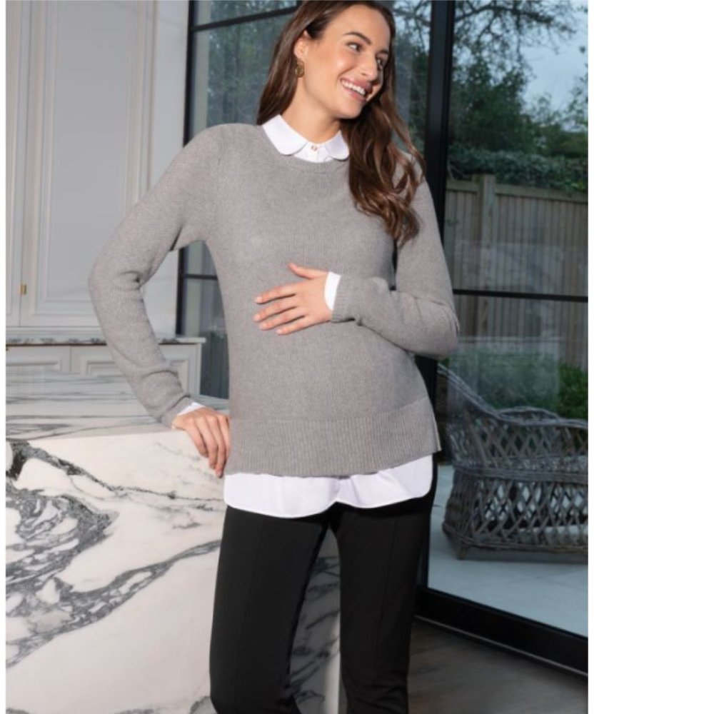 Brand New With Tags Gray Layered Look Sweater from Seraphine Maternity (Size XL)